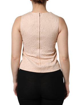 Dolce & Gabbana Beigefarbenes ärmelloses Tank-Top mit Blumenstickerei