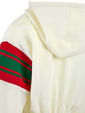 Gucci Cremefarbener Polyester-Logo-Sweatshirt mit Kapuze