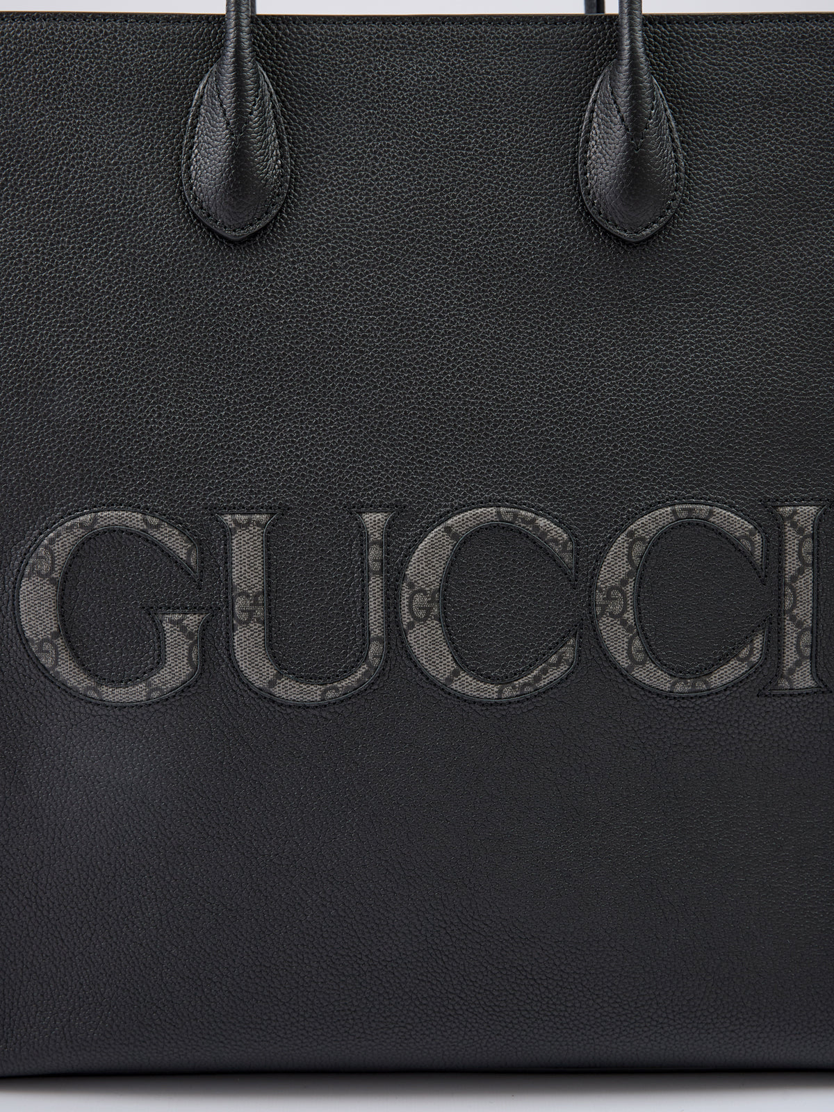 Gucci Schwarzes Leder Logo Medium Tote Bag