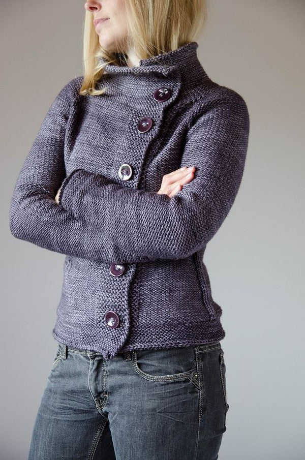 Herbstlicher Vintage Grey Mock Neck Cardigan - Eleganz trifft auf Komfort