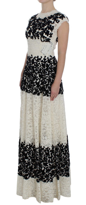 Dolce & Gabbana Langes Ball-Maxikleid mit floraler Spitze Ricamo