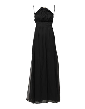 Marciano by Guess Schwarzes ärmelloses langes Kleid aus Tüll und Perlen