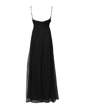 Marciano by Guess Schwarzes ärmelloses langes Kleid aus Tüll und Perlen