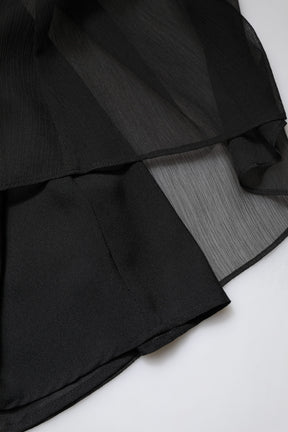 Marciano by Guess Schwarzes ärmelloses langes Kleid aus Tüll und Perlen