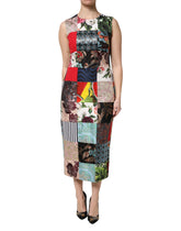 Dolce & Gabbana Multicolor Patchwork Ärmelloses Etuikleid