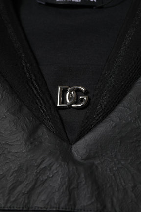 Dolce & Gabbana Schwarzes Baumwoll-T-Shirt mit kurzen Ärmeln und V-Ausschnitt