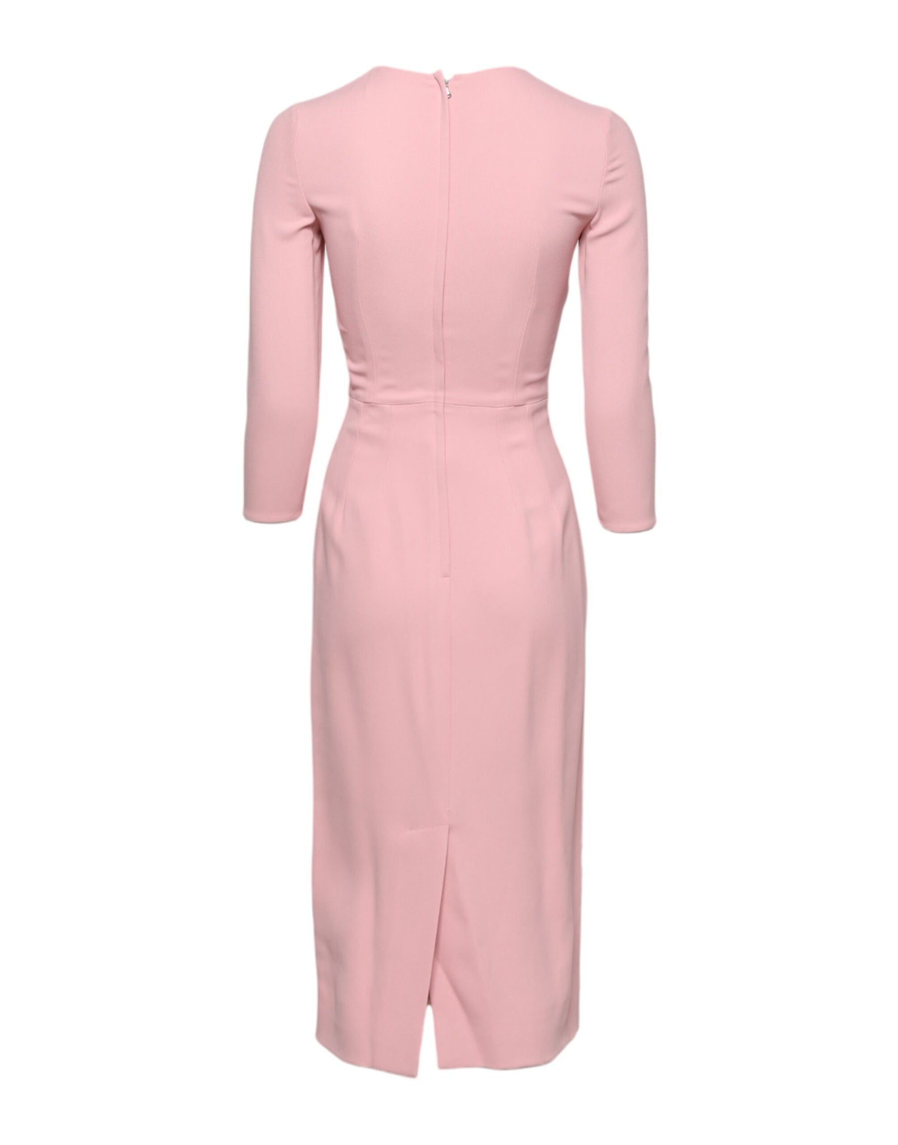 Dolce & Gabbana Rosa Viskose 3/4 Ärmel Etuikleid Midikleid