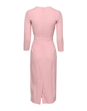 Dolce & Gabbana Rosa Viskose 3/4 Ärmel Etuikleid Midikleid