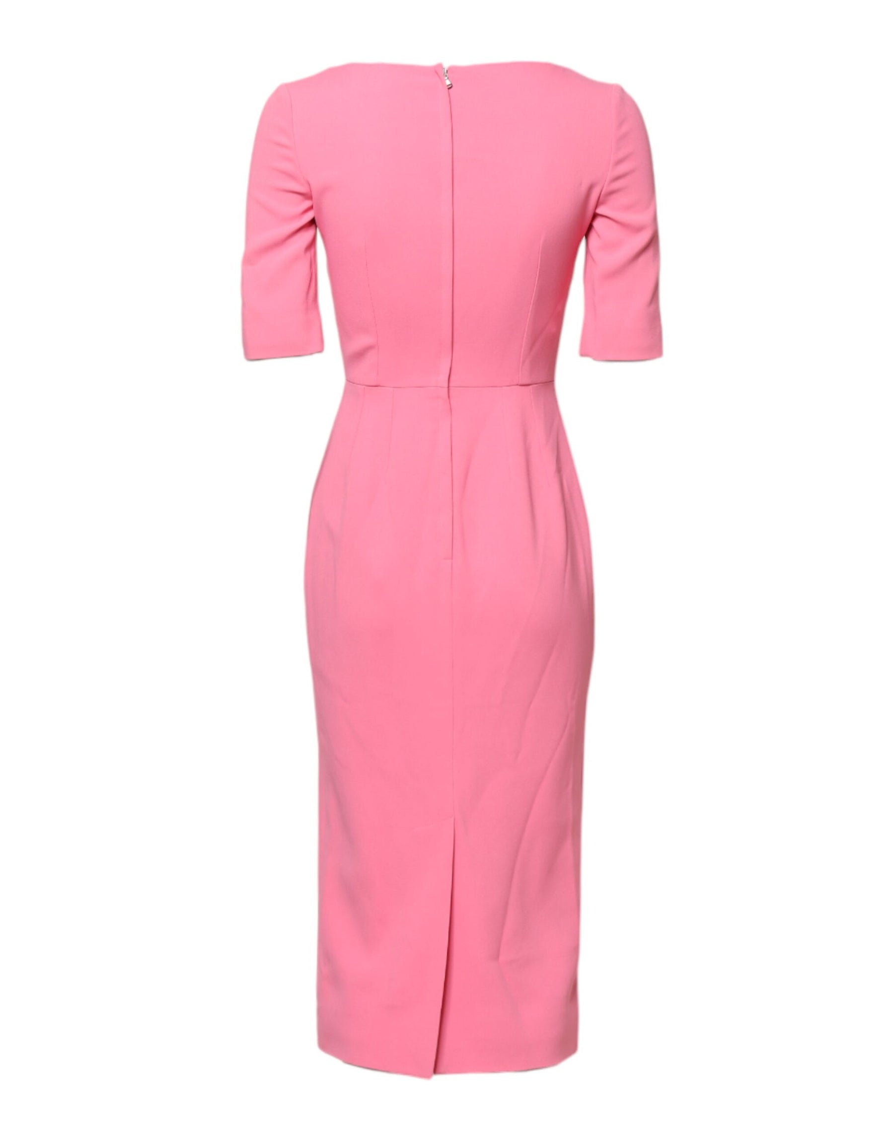 Dolce & Gabbana Rosa Viskose Kurzarm-Midikleid mit Etui