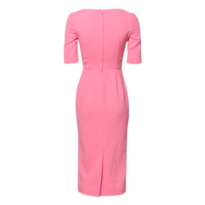 Dolce & Gabbana Rosa Viskose Kurzarm-Midikleid mit Etui