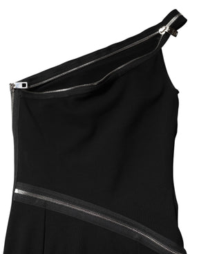 Dolce & Gabbana Schwarzes Viskose Etuikleid mit Reißverschluss und einer Schulter