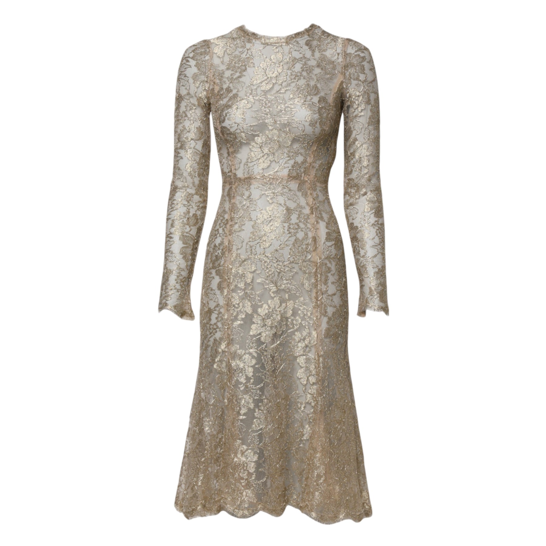 Dolce & Gabbana Gold Floral Spitze Lange Ärmel Fit &amp