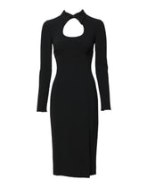 Dolce & Gabbana Schwarzes langärmeliges Bodycon Etuikleid Midikleid