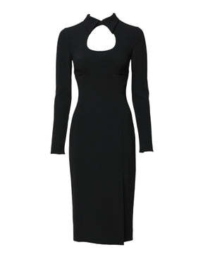 Dolce & Gabbana Schwarzes langärmeliges Bodycon Etuikleid Midikleid