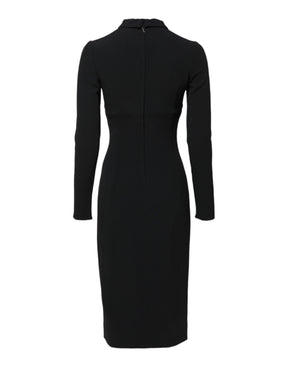 Dolce & Gabbana Schwarzes langärmeliges Bodycon Etuikleid Midikleid