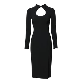 Dolce & Gabbana Schwarzes langärmeliges Bodycon Etuikleid Midikleid