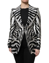 Dolce & Gabbana Schwarz Weiß Polyester Frauen Blazer Jacke