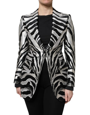 Dolce & Gabbana Schwarz Weiß Polyester Frauen Blazer Jacke