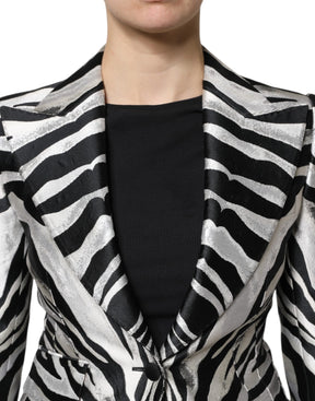 Dolce & Gabbana Schwarz Weiß Polyester Frauen Blazer Jacke