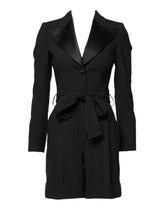 Dolce & Gabbana Schwarzer Woll-Jumpsuit Kleid Frauen Mantel Jacke