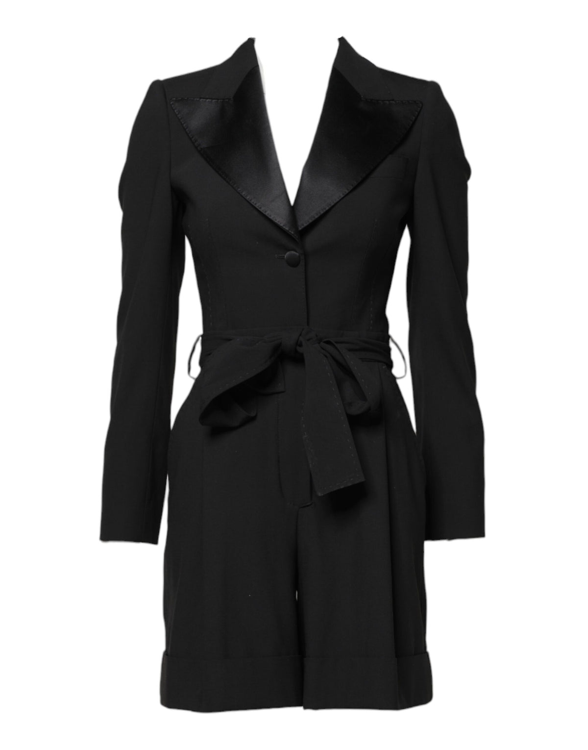 Dolce & Gabbana Schwarzer Woll-Jumpsuit Kleid Frauen Mantel Jacke