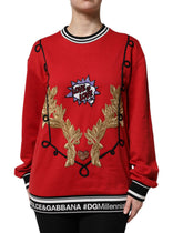 Dolce & Gabbana Roter Cotton Queen Pullover mit Pailletten