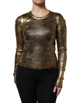 Dolce & Gabbana Gold Rundhalsausschnitt Langarmpullover Top