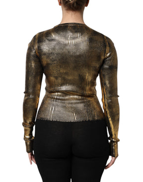 Dolce & Gabbana Gold Rundhalsausschnitt Langarmpullover Top