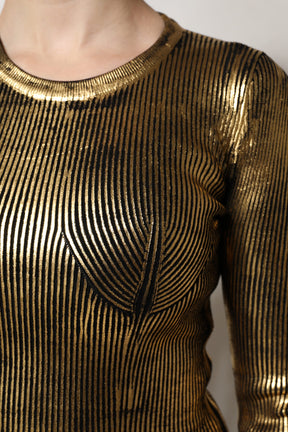 Dolce & Gabbana Gold Rundhalsausschnitt Langarmpullover Top