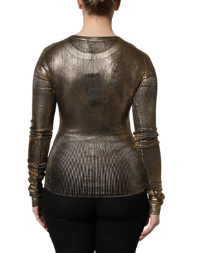 Dolce & Gabbana Gold Rundhalsausschnitt Langarmpullover Top