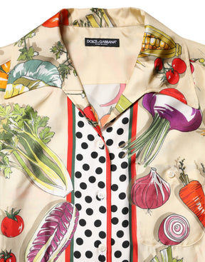Dolce & Gabbana Multicolor Gemüse Seide Lange Ärmel Top