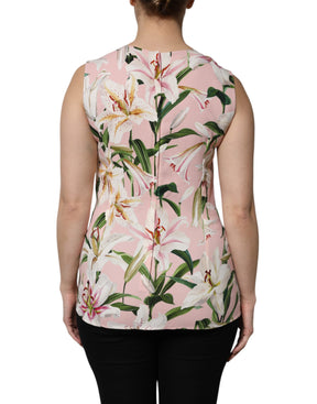 Dolce & Gabbana Mehrfarbiges Tank-Top mit Blumendruck und Rundhalsausschnitt