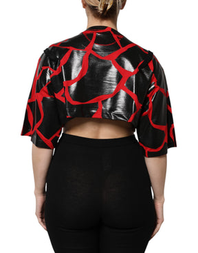 Dolce & Gabbana Rot Schwarz Baumwolle Bustier Detailing Cropped Top