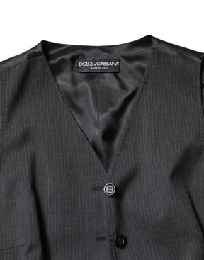 Dolce & Gabbana Schwarz gestreiftes ärmelloses Oberteil mit Knopfleiste