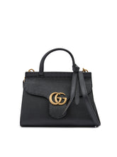 Gucci Schwarzes Leder GG Marmont Handtasche