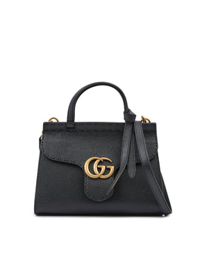 Gucci Schwarzes Leder GG Marmont Handtasche