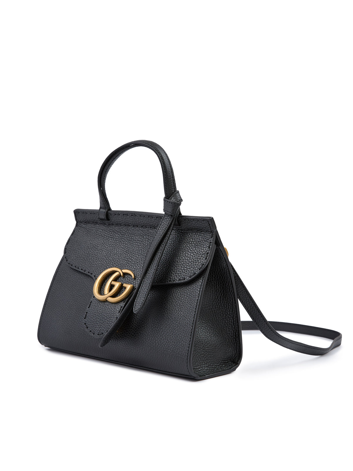 Gucci Schwarzes Leder GG Marmont Handtasche