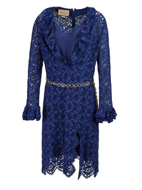 Gucci Blaues Kleid aus Viskose und Baumwolle, mittellang