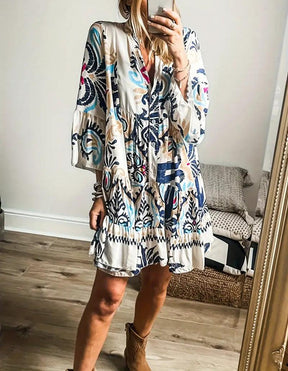 Einzigartiges Bedrucktes Langarm-Minikleid: Herbsts-Style mit Komfort und Qualität