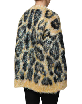 Dolce & Gabbana Multicolor Leopard Mohair Rundhalspullover