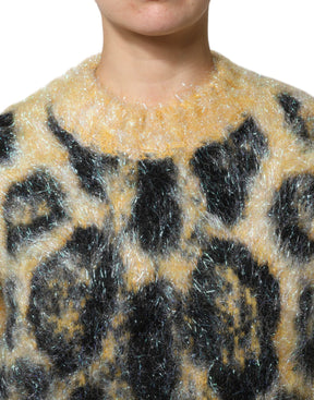 Dolce & Gabbana Multicolor Leopard Mohair Rundhalspullover