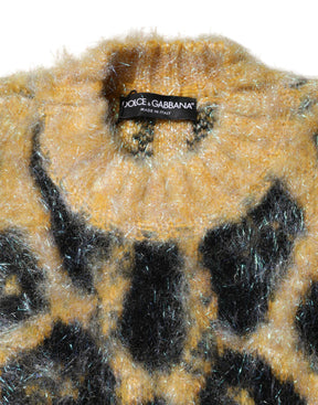 Dolce & Gabbana Multicolor Leopard Mohair Rundhalspullover