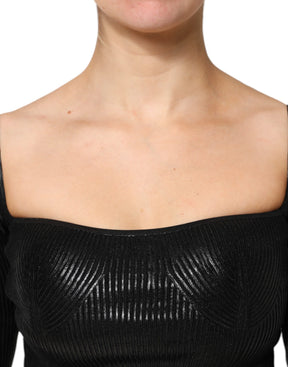Dolce & Gabbana Schwarzes langärmeliges Blusentop aus Viskose