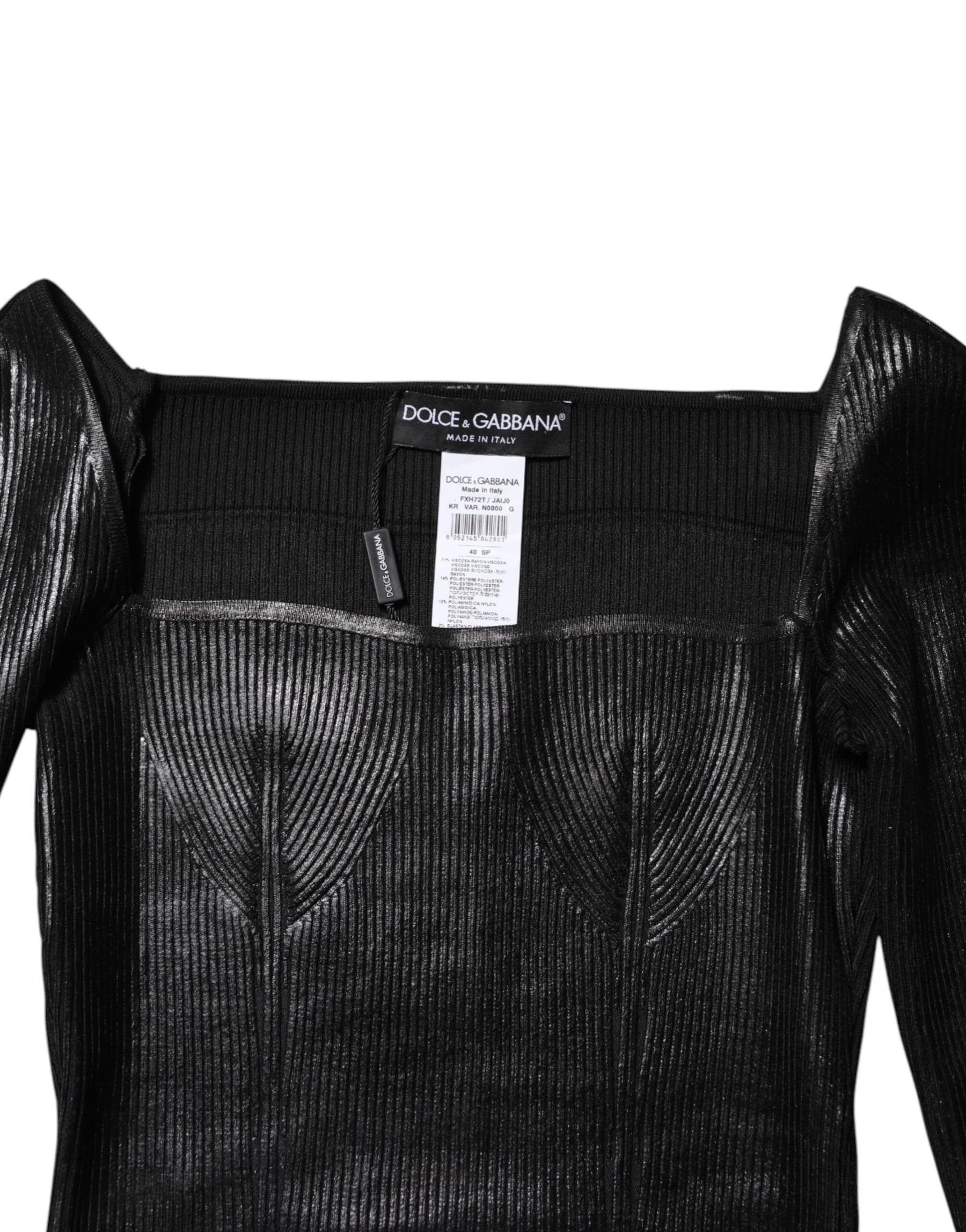 Dolce & Gabbana Schwarzes langärmeliges Blusentop aus Viskose