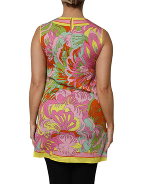 Dolce & Gabbana Multicolor Floral Rundhalsausschnitt Ärmelloses Top