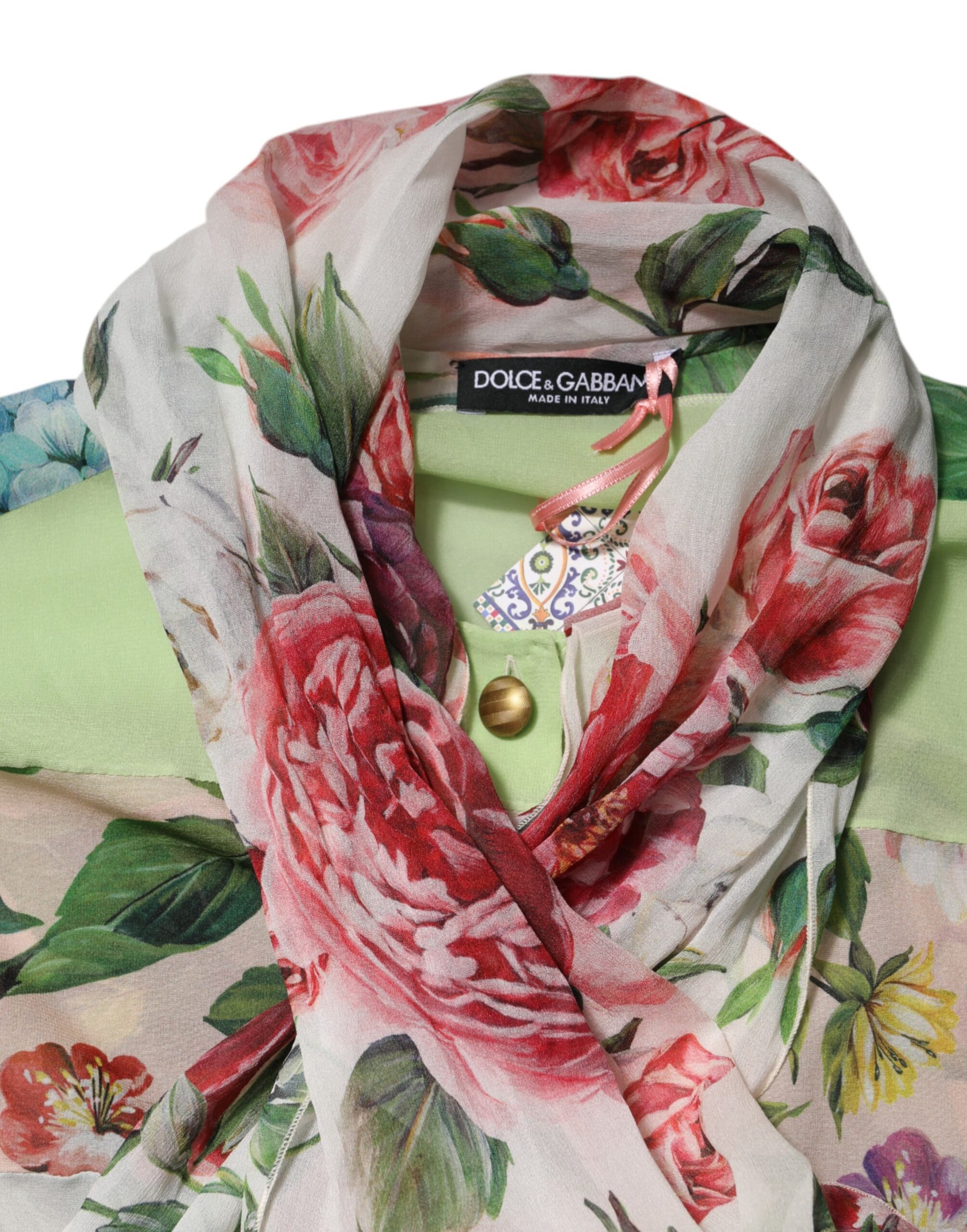 Dolce & Gabbana Multicolor Floral Patchwork Langarmshirt
