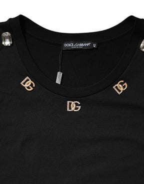 Dolce & Gabbana Schwarzes DG verschönertes ärmelloses Tank-Top