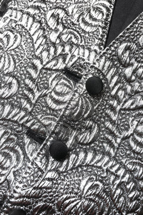 Dolce & Gabbana Silbernes ärmelloses Jacquard-Westenoberteil mit Blumenmuster