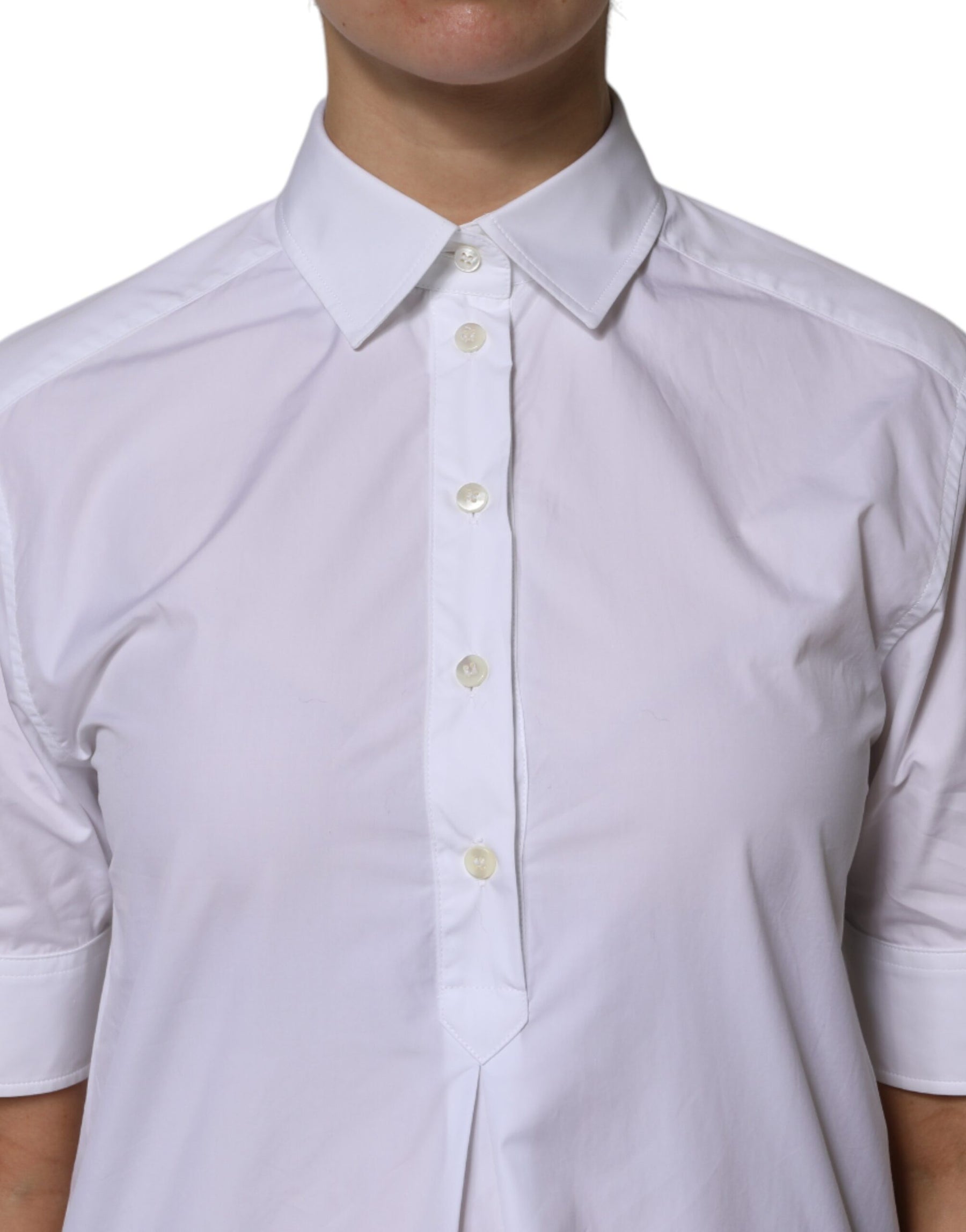 Dolce & Gabbana Weißes Baumwoll-Poloshirt mit kurzen Ärmeln und Kragen