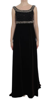 Dolce & Gabbana Braunes Samt-Kristall-Etuikleid